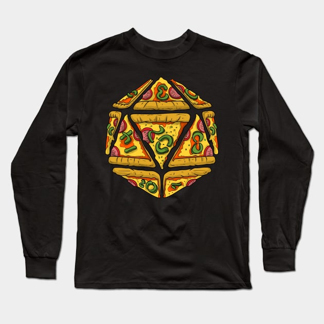 Critical Pizza Funny Dungeons And Dragons DND D20 Lover Long Sleeve T-Shirt by Bingeprints